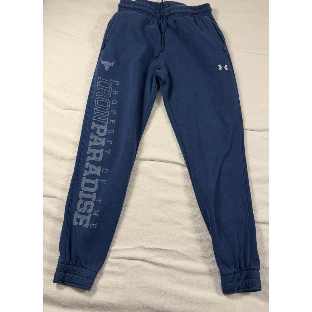 Under Armour Project Rock Iron Paradise Sweatpants Blue Mens Large Joggers